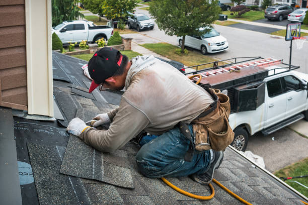 Professional Emergency Roof Repair technician working in Peterboro, NY